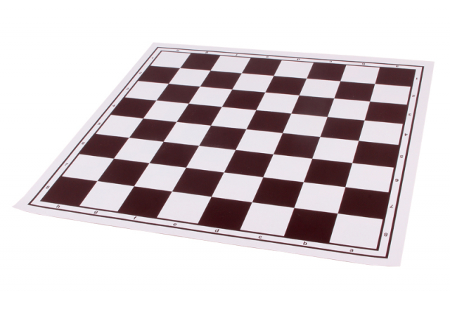 Tablero de ajedrez enrollable de vinilo + tablero de damas (100 escaques) (doble cara, blanco / marrón)